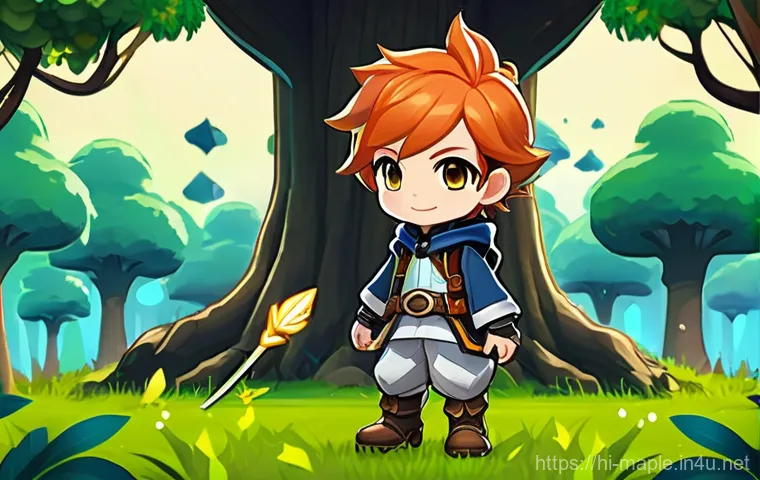 메이플스토리 무자본 캐릭터 육성법 - Image Prompt 1: The Determined Free-to-Play Pioneer** 메이플스토리 무자본 캐릭터 육성법 - Image Prompt 1: The Determined Free-to-Play Pioneer**