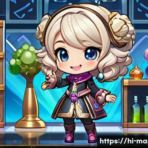 Home 7 메이플스토리 헤어 쿠폰 종류 - **A joyful reveal in a whimsical salon:** A vibrant, eye-level full-body shot of a happy female Mapl...